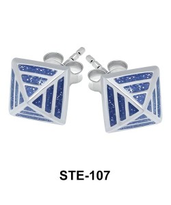 Enamel Pyramid Stud Earrings STE-107